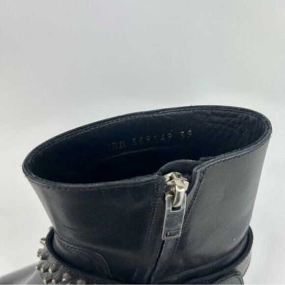 Saint Laurent Studded Black Leather Wyatt Boot Size 39 - Picture 4 of 13